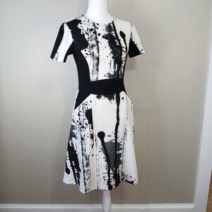 YOANA BARASCHI, BLACK AND WHITE SPLATTER DESIGN, WOMENS DRESS, SIZE MEDIUM